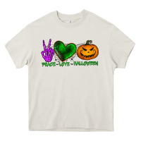 Cream peace love halloween Heavy Core Tee - BundleAndBundleShop