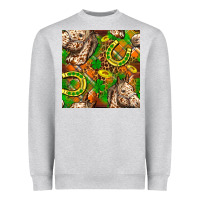 Heather Grey St. Patrick's Day Horse With Horseshoes Seamless Heavyweight Sweatshirt - FaDigitalArtStudio