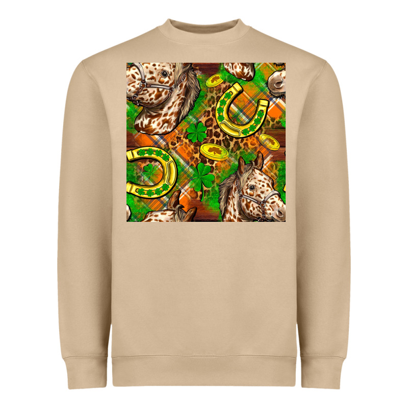 St. Patrick's Day Horse With Horseshoes Seamless Heavyweight Sweatshirt by FaDigitalArtStudio | Teevron