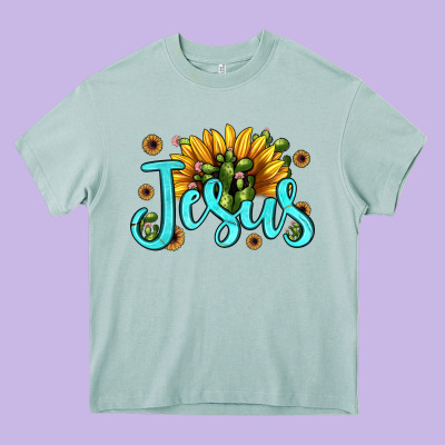 Jesus Sunflower Heavy Core Tee Designed By Jahusdesignshop