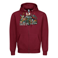 Burgundy Happy Easter Zipper Hoodie - CowhideDigitalArt