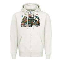 Oatmeal Heather Happy Easter Zipper Hoodie - CowhideDigitalArt