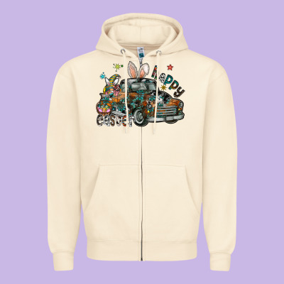 Happy Easter Zipper Hoodie Designed By Cowhidedigitalart