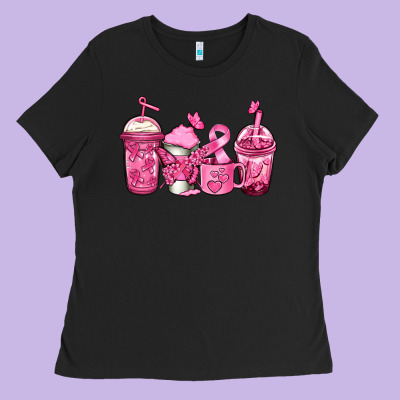 Breast Cancer Coffee Ladies Tee Designed By Jasminsmagicworld