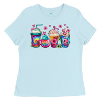 Baby Blue tie dye hippie coffee cups Ladies Tee - Jasminsmagicworld