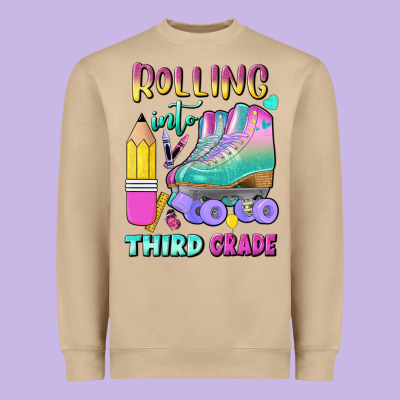 Rolling Into Third Grade Heavyweight Sweatshirt Designed By Bundleandbundleshop
