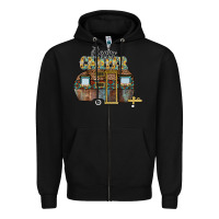 Black Happy Camper Zipper Hoodie - CowhideDigitalArt