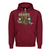 Burgundy Happy Camper Zipper Hoodie - CowhideDigitalArt