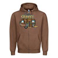 Chestnut Happy Camper Zipper Hoodie - CowhideDigitalArt