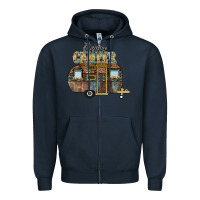 Navy Happy Camper Zipper Hoodie - CowhideDigitalArt