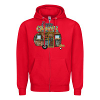 Red Happy Camper Zipper Hoodie - CowhideDigitalArt