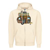 Sandshell Happy Camper Zipper Hoodie - CowhideDigitalArt