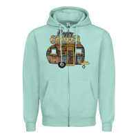 Seafoam Happy Camper Zipper Hoodie - CowhideDigitalArt