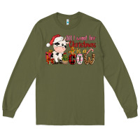 Army Green all want for christmas is a cow Long Sleeve Tee - CowGirlArtShop