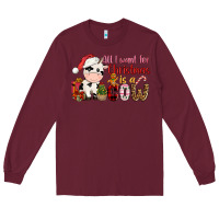 Burgundy all want for christmas is a cow Long Sleeve Tee - CowGirlArtShop