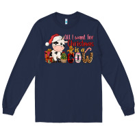 Navy all want for christmas is a cow Long Sleeve Tee - CowGirlArtShop