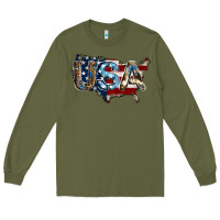 Army Green usa american flag background Long Sleeve Tee - Jasminsmagicworld