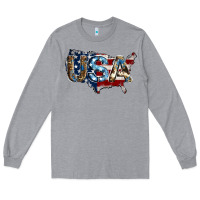 Heather Grey usa american flag background Long Sleeve Tee - Jasminsmagicworld