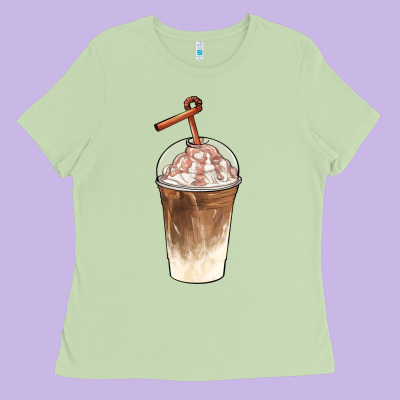 Iced Coffee With Cream Ladies Tee Designed By Barkaloodesign