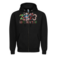 Black 2023 Happy New Year Zipper Hoodie - CowhideDigitalArt