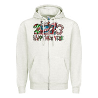 Oatmeal Heather 2023 Happy New Year Zipper Hoodie - CowhideDigitalArt