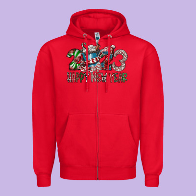 2023 Happy New Year Zipper Hoodie Designed By Cowhidedigitalart