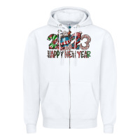White 2023 Happy New Year Zipper Hoodie - CowhideDigitalArt