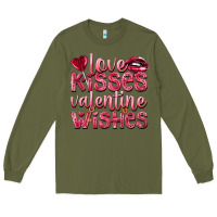 Army Green Love kisses Valentine wishes Valentine's Day Long Sleeve Tee - HowdyJamesFarm
