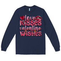 Navy Love kisses Valentine wishes Valentine's Day Long Sleeve Tee - HowdyJamesFarm
