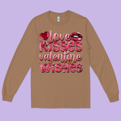 Love Kisses Valentine Wishes Valentine's Day Long Sleeve Tee Designed By Howdyjamesfarm