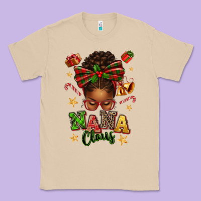 Nana Claus Afro Messy Bun Classic Tee Designed By Texasbilliewilder