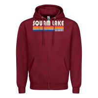 Burgundy Vintage 70S 80S Style Squam Lake Nh Zipper Hoodie - lanVoArt