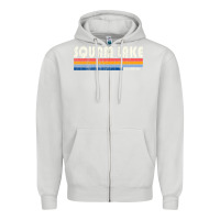 Dove Grey Vintage 70S 80S Style Squam Lake Nh Zipper Hoodie - lanVoArt