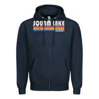 Navy Vintage 70S 80S Style Squam Lake Nh Zipper Hoodie - lanVoArt