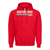 Red Vintage 70S 80S Style Squam Lake Nh Zipper Hoodie - lanVoArt
