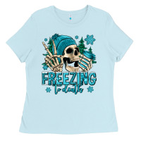 Baby Blue freezing to death winter skull Ladies Tee - Jasminsmagicworld