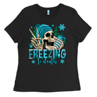 Black freezing to death winter skull Ladies Tee - Jasminsmagicworld