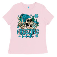 Bubblegum Pink freezing to death winter skull Ladies Tee - Jasminsmagicworld