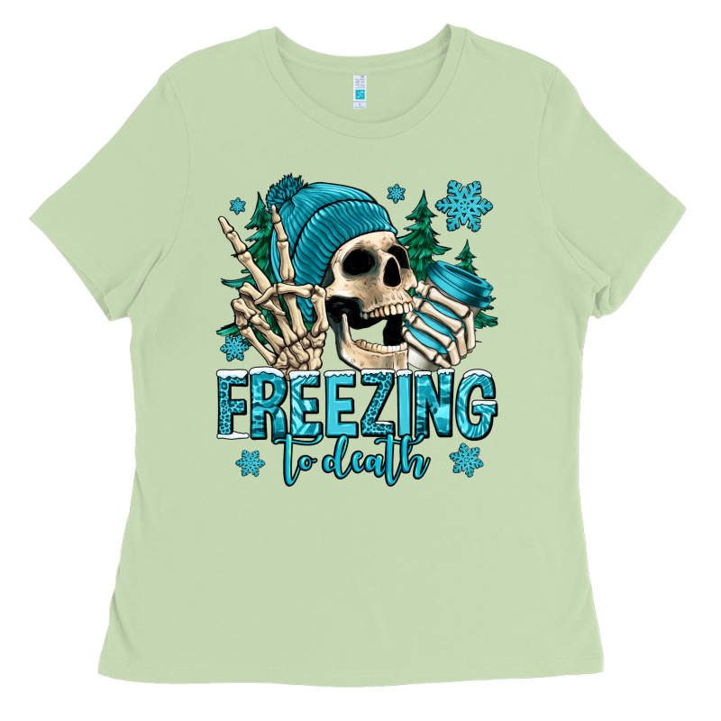 Freezing To Death Winter Skull Ladies Tee by Jasminsmagicworld | Teevron