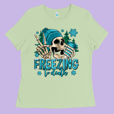 Freezing To Death Winter Skull Ladies Tee Designed By Jasminsmagicworld