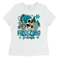 White freezing to death winter skull Ladies Tee - Jasminsmagicworld