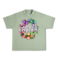 Oil Green Easter with eggs and daisy Easter Day Urban Heavy Tee - HowdyJamesFarm