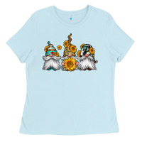 Baby Blue western sunflowers gnomes Ladies Tee - Jasminsmagicworld