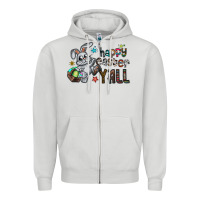 Dove Grey Happy Easter Y'all Zipper Hoodie - CowhideDigitalArt