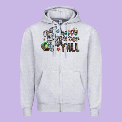 Happy Easter Y'all Zipper Hoodie Designed By Cowhidedigitalart