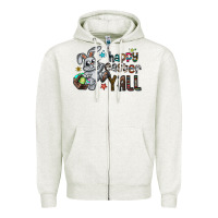 Oatmeal Heather Happy Easter Y'all Zipper Hoodie - CowhideDigitalArt