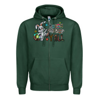 Sports Green Happy Easter Y'all Zipper Hoodie - CowhideDigitalArt