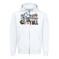 White Happy Easter Y'all Zipper Hoodie - CowhideDigitalArt