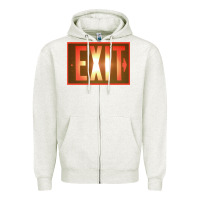 Oatmeal Heather exit sign   hippie Zipper Hoodie - lanVoArt