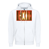 White exit sign   hippie Zipper Hoodie - lanVoArt